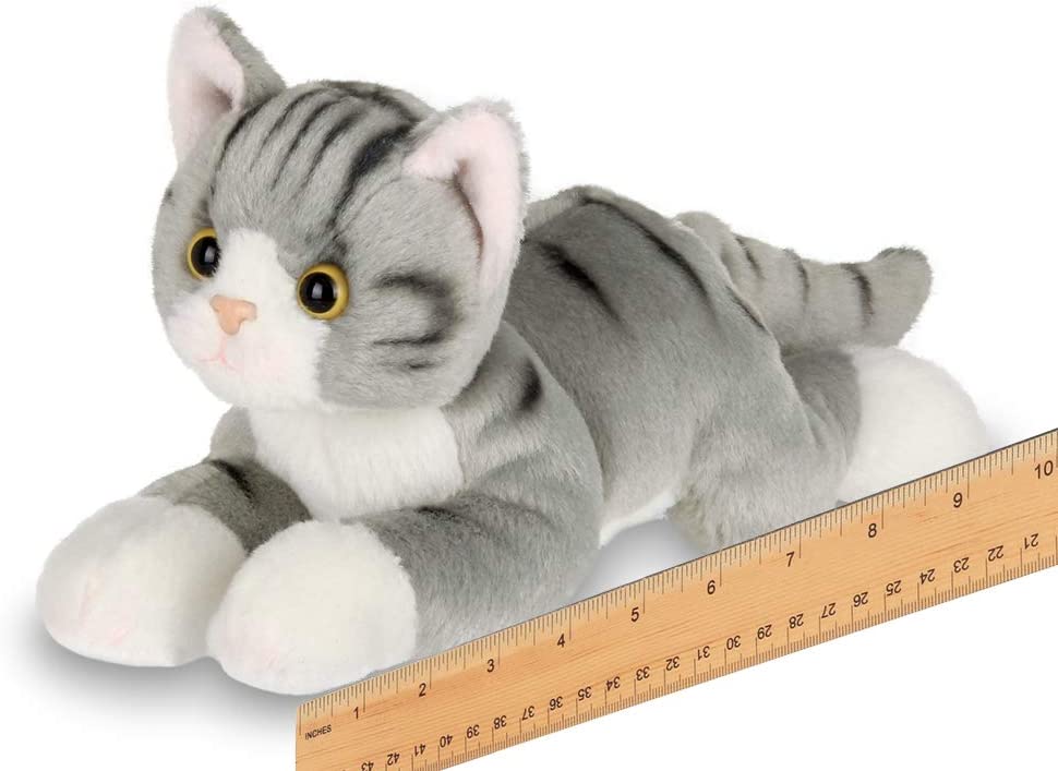 Lil' Socks Small Plush Stuffed Animal Gray Striped Tabby Cat, Kitten 8 inch