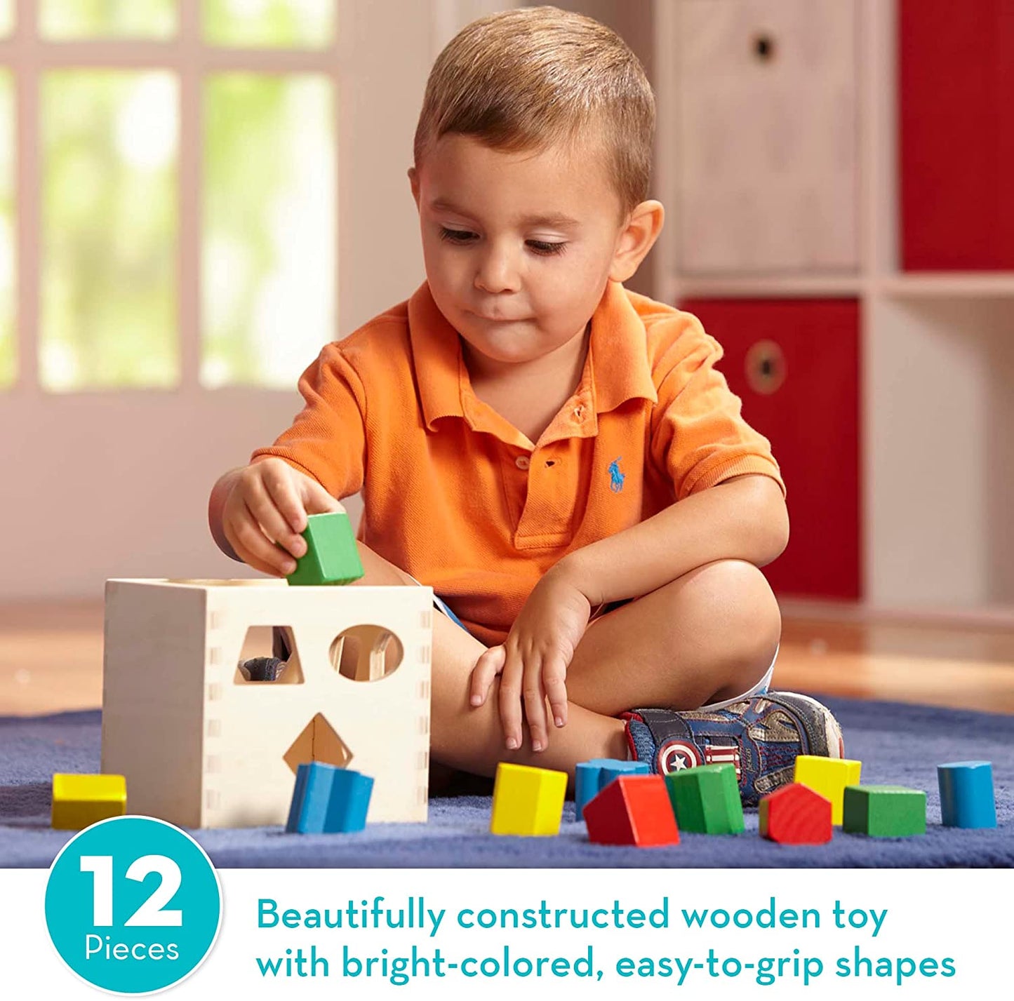 Shape Sorting Cube - Classic Wooden Toy With 12 Shapes - Classic Kids Learning Toys