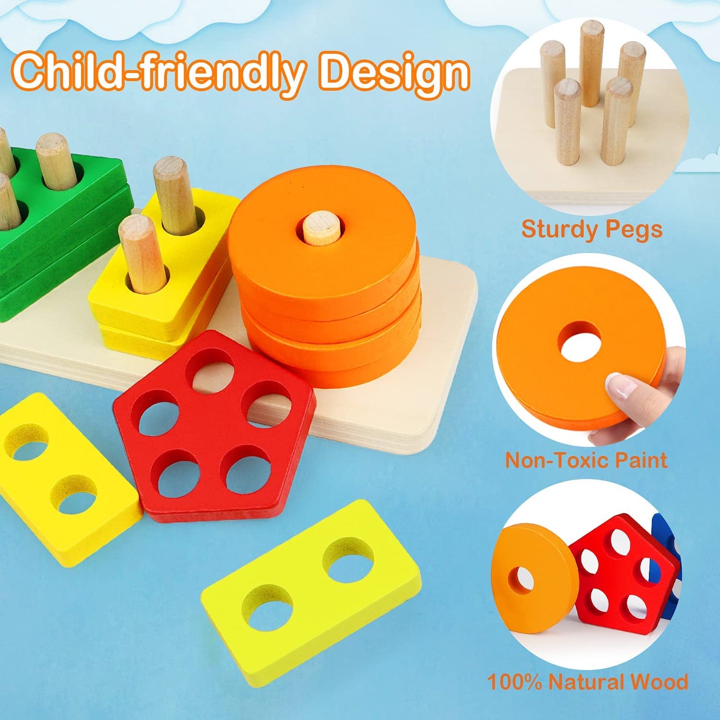 Color Recognition Stacker Shape Sorter, Learning Puzzles Learning Toys