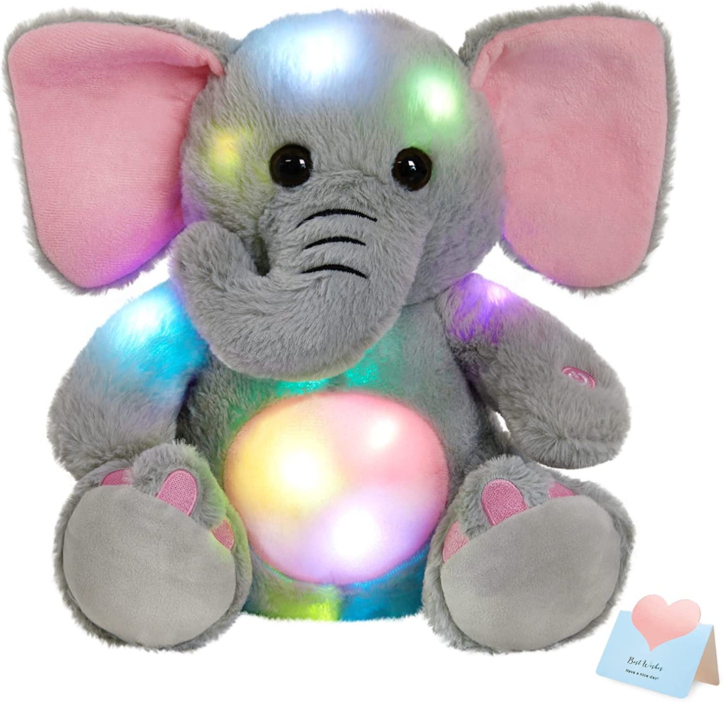 13'' Light up Elephant Stuffed Animals Glow LED Elephant Soft Plush