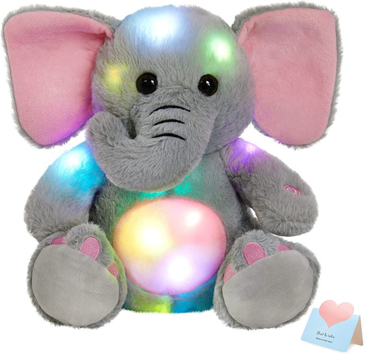 13'' Light up Elephant Stuffed Animals Glow LED Elephant Soft Plush