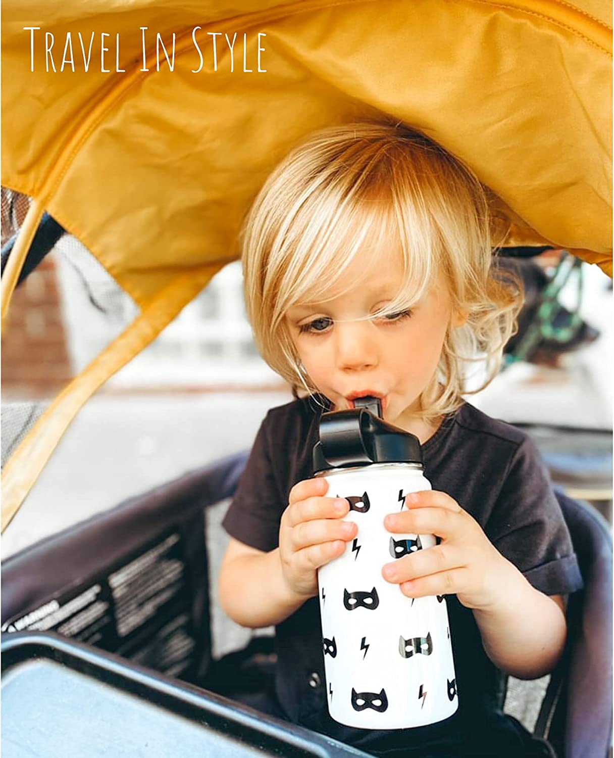 Vacuum Insulated Stainless Steel Thermos With Straw Lid & Spout For Toddlers