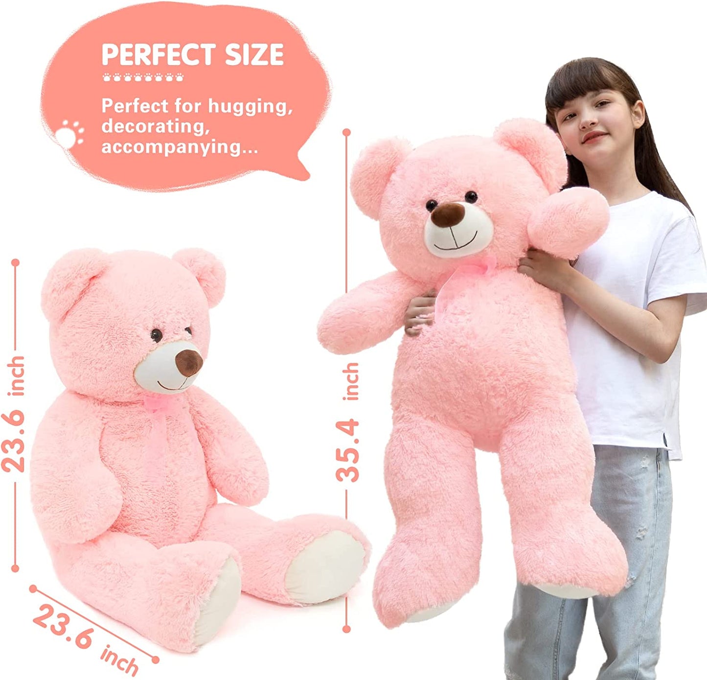 Giant Teddy Bear Stuffed Animal-35.4'' Large Teddy Bear, Soft Big Teddy Bear Plush Toy